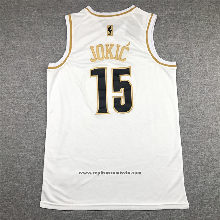 Camiseta Golden Edition Denver Nuggets Nikola Jokic #15 Blanco
